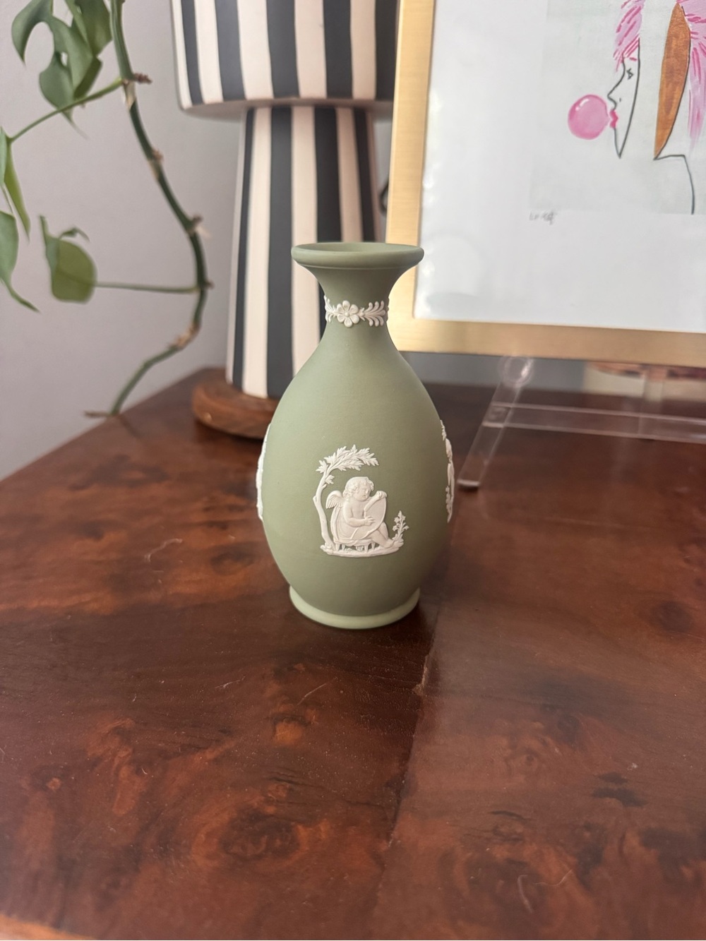 Wedgwood jasperware sage green vase